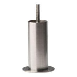 Stalen meubelpoot rvs look rond ø 4 cm en hoogte 10 cm  (M8) 
