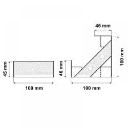 Massief stalen meubelpoot rvs look vierkant 10 bij 10 cm en hoogte 4,5 cm  (10 x 10 cm)