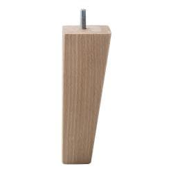 Meubelpoot  vierkant 6 bij 6 cm en hoogte 17 cm  van massief hout (M8) , taps 6 x 6 cm / 3,5 x 3,5 cm