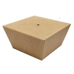 Meubelpoot  taps 10 bij 10 cm en hoogte 5 cm  van massief hout, taps 10 x 10 cm / 7,5 x 7,5 cm