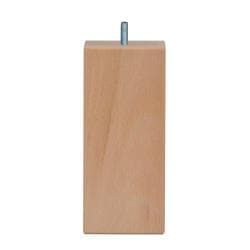 Meubelpoot  vierkant 7 bij 7 cm en hoogte 16 cm  van massief hout (M8) 