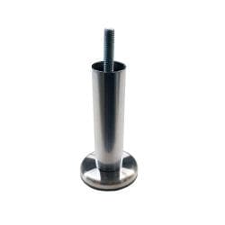 Stalen meubelpoot rvs look rond ø 2,5 cm en hoogte 10 cm  (M8) 