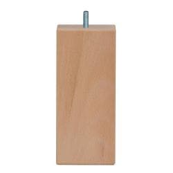 Meubelpoot  vierkant 7 bij 7 cm en hoogte 18 cm  van massief hout (M8) 
