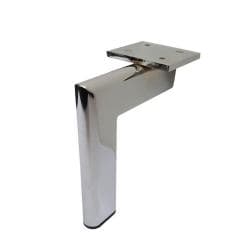 Stalen meubelpoot chroom hoek 4 bij 2 cm en hoogte 15 cm 