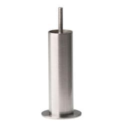 Stalen meubelpoot rvs look rond ø 4 cm en hoogte 17 cm  (M8) 