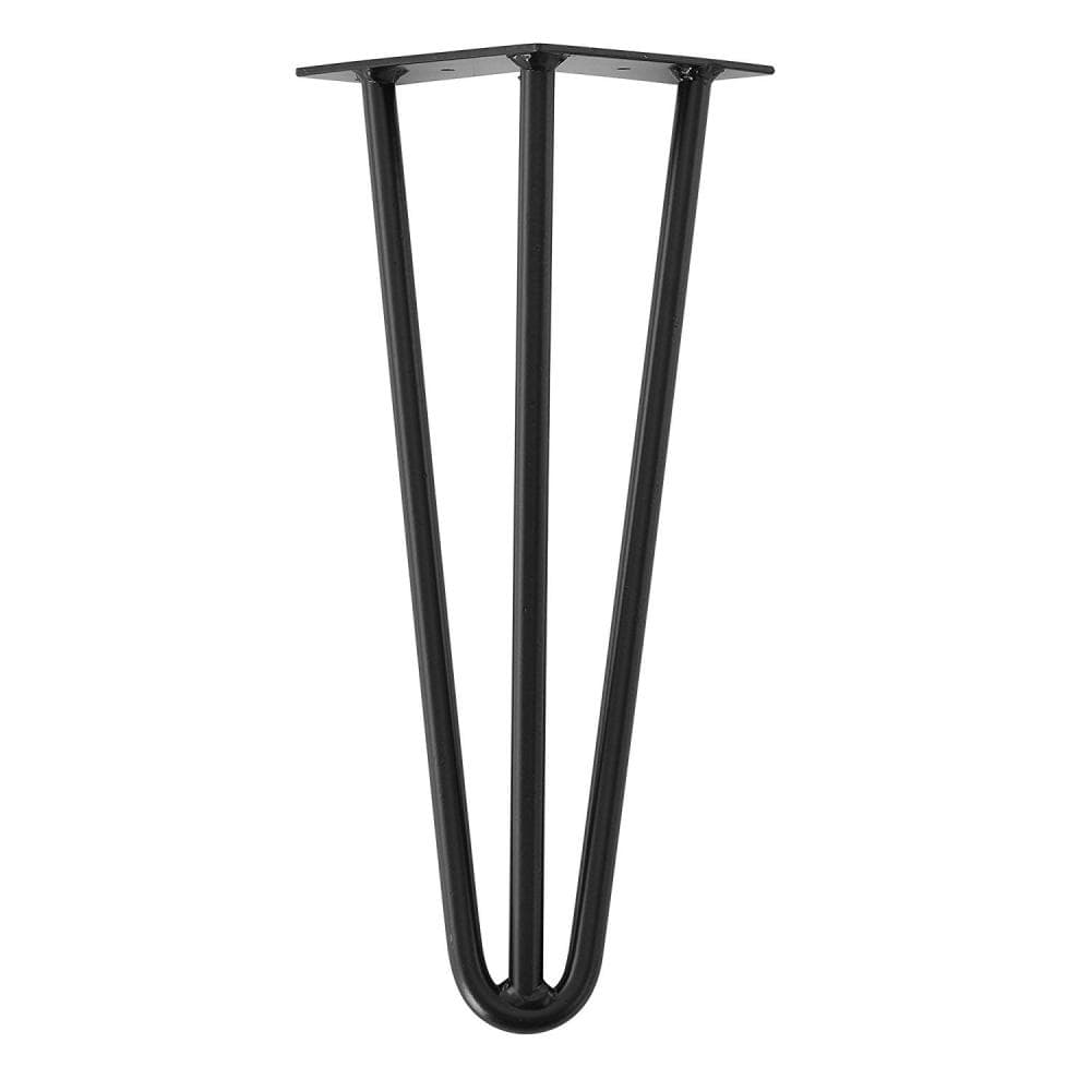 Zwarte massieve 3-punt hairpin tafelpoot 35 cm