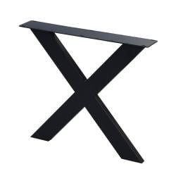 Zwarte stalen X tafelpoot 72 cm (koker 10 x 4)