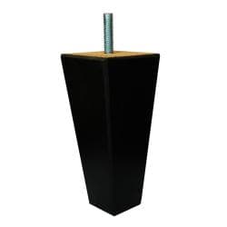 Meubelpoot zwart taps 5,5 bij 5,5 cm en hoogte 13 cm  van massief hout (M10) 