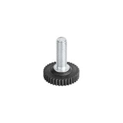 Stelvoet zwart rond Ø 3 cm en hoogte 1 cm  van kunststof (M10)