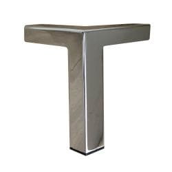 Stalen meubelpoot chroom hoek 9,5 bij 9,5 cm en hoogte 12 cm  (2,5 x 2,5 cm)