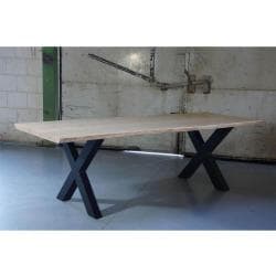 Premium stalen X tafelpoot 75 bij 10 cm en hoogte 72 cm zwarte gepoedercoat (10 x 10 cm)