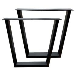 Set zwarte stalen trapezium tafelpoten met plaat 72 cm (koker 10 x 4)