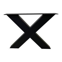 Stalen X-poot salon 55 bij 8 cm en hoogte 40 cm zwart (8 x 8 cm) - 2 stuks