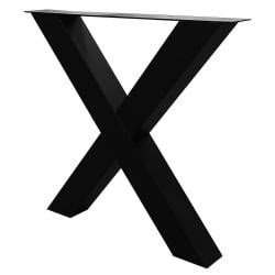 Zwarte X tafelpoot 72 cm met stelvoeten (koker 10 x 10 cm)