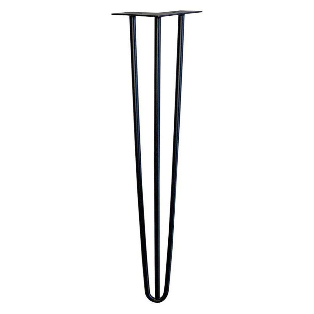 Zwarte brede massieve 3 punt hairpin tafelpoot 80 cm