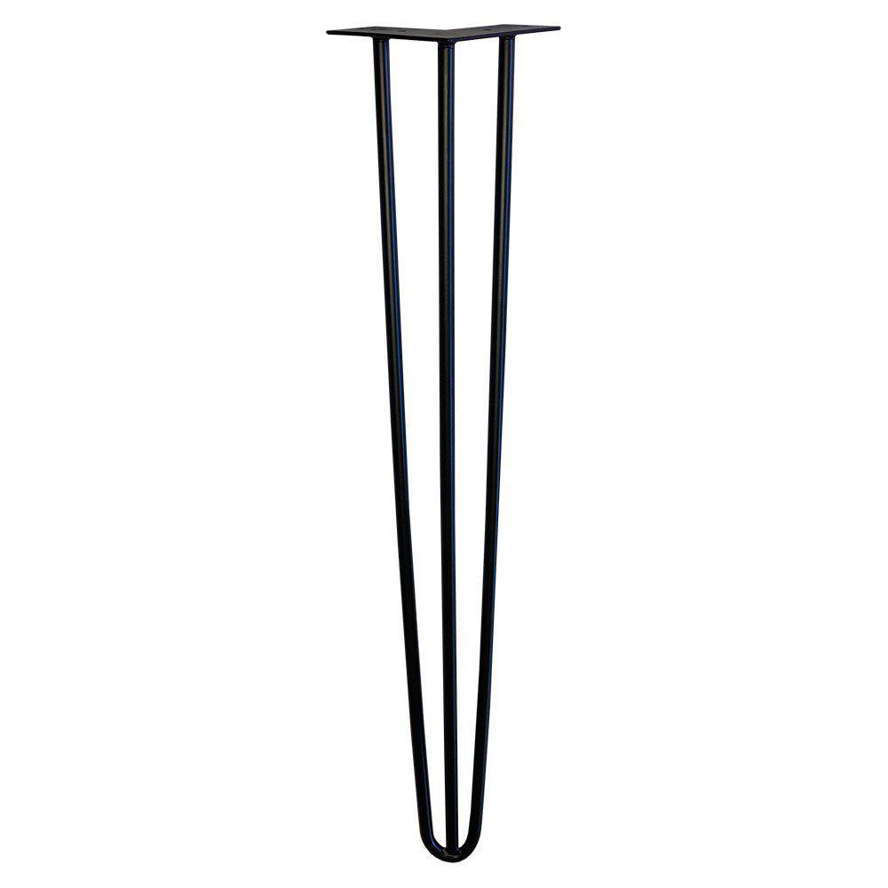 Set zwarte massieve 3 punt hairpin tafelpoot 71 cm (set van 4 stuks)