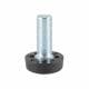 Stelvoet zwart rond Ø 2 cm en hoogte 0,7 cm  van massief kunststof (M6)  - 4 stuks