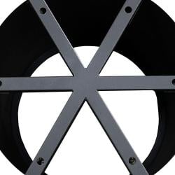 Zwarte kegelvormige tafelpoot hoogte 74 cm met wiel radius 100 cm