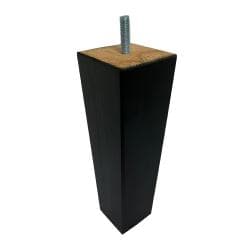 Meubelpoot zwart taps 5,5 bij 5,5 cm en hoogte 16 cm  van massief hout (M8) 