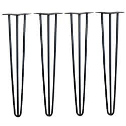 Zwarte massieve stalen 3-punt hairpin tafelpoten 72 cm (set van 4 stuks)