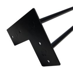 Set zwarte massieve 3-punt hairpin tafelpoot 71 cm (set van 4 stuks)