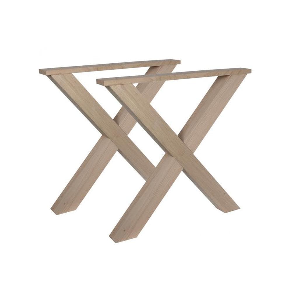 X-poot x vorm 78 bij 8 cm en hoogte 72 cm van hout, 8 x 8 cm - 2 stuks X-poot x vorm 78 bij 8 cm en hoogte 72 cm van hout, 8 x 8 cm - 2 stuks
