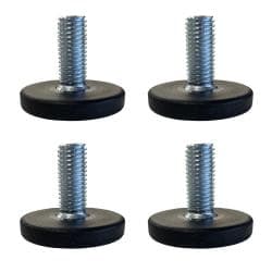 Stelvoet zwart rond Ø 3 cm en hoogte 1 cm van kunststof (M8) - 4 stuks