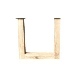 Houten U tafelpoot 72 cm van massief eiken 8 x 8 cm