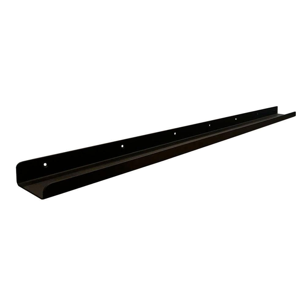 Zwarte stalen massieve wandplank breedte 120 cm