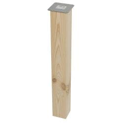 Tafelpoot  vierkant 9 bij 9 cm en hoogte 72 cm  van massief hout, 9 x 9 cm