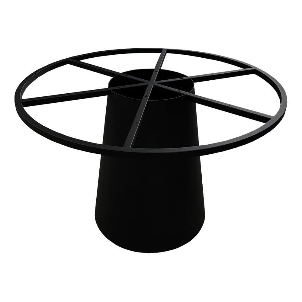 Stalen kegel tafelonderstel zwart conisch 65 bij 65 cm en hoogte 74 cm en wiel Ø 140 cm Stalen kegel tafelonderstel zwart conisch 65 bij 65 cm en hoogte 74 cm en wiel Ø 140 cm