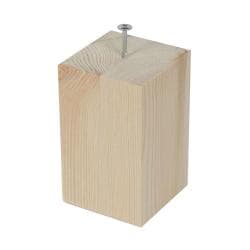 Meubelpoot  vierkant 9 bij 9 cm en hoogte 15 cm  van massief hout, 9 x 9 cm