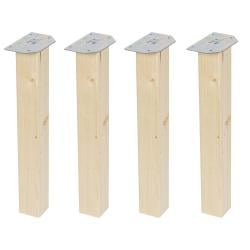 Meubelpoot  vierkant 5,5 bij 5,5 cm en hoogte 42 cm  van massief hout - 4 stuks