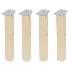 Vierkanten vuren houten meubelpoot 42 cm (set van 4)