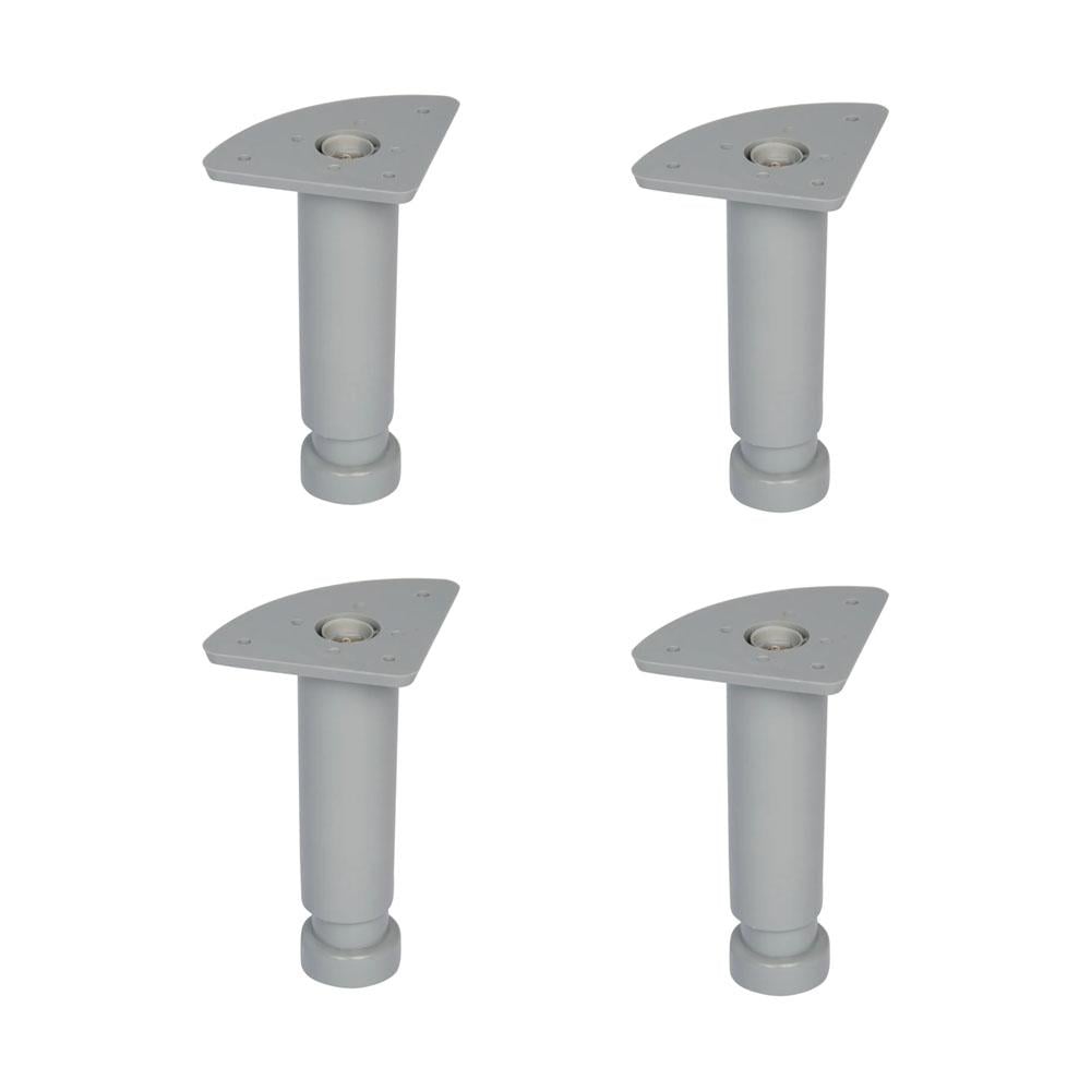 Furniture Legs Europe Verstelbare pvc grijs badkamer meubelpoot 12 cm (set van 4)