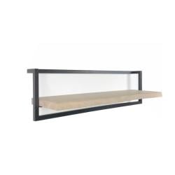 Stalen muurbeugel zwart rechthoek 106 bij 10 cm en hoogte 30 cm  (2,5 x 2,5 cm)
