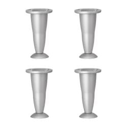 Meubelpoot verstelbaar zilvergrijs rond Ø 7 cm en hoogte 12,5 / 13,5 cm  van kunststof - 4 stuks