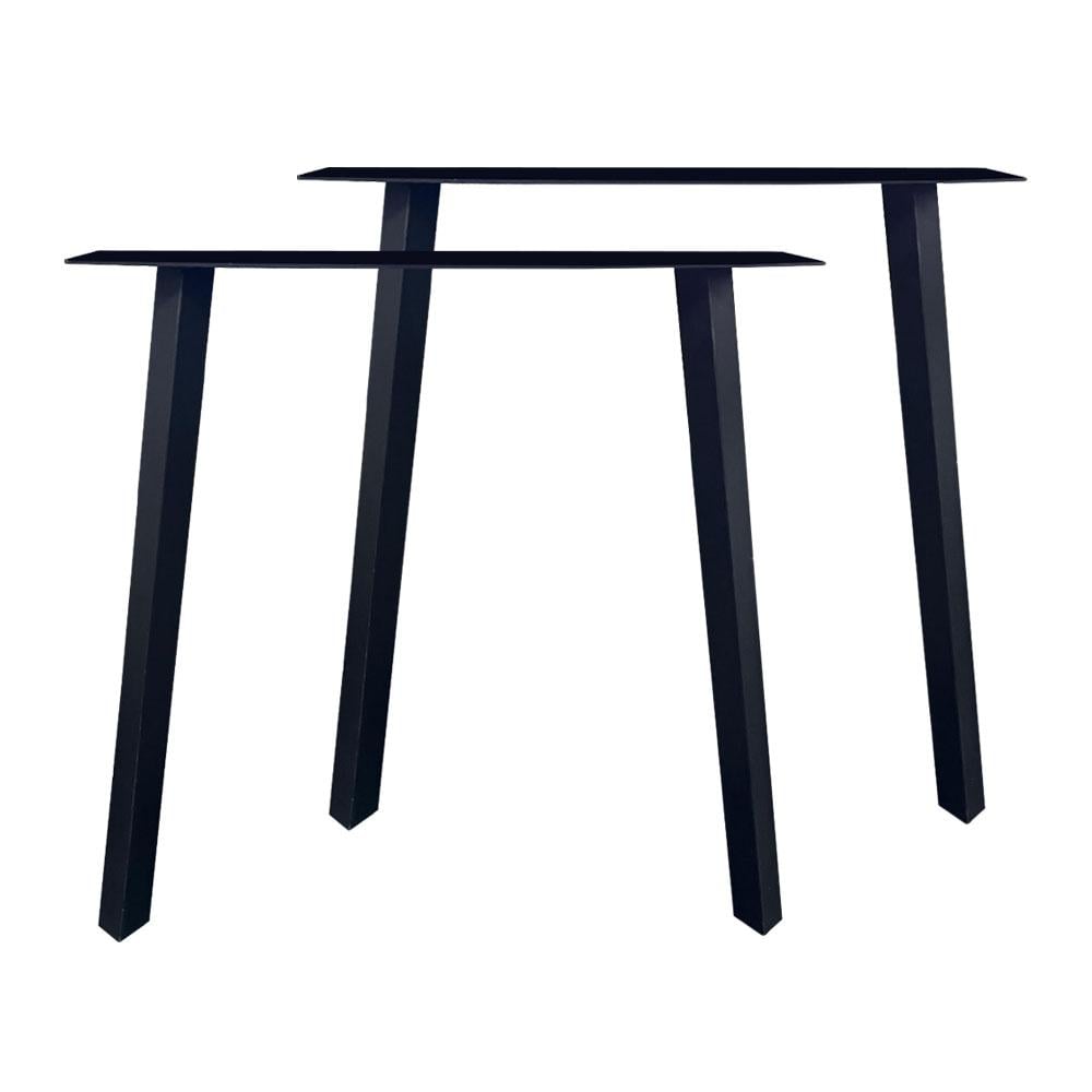 Stalen schuine zwarte tafelpoten 78 bij 10 cm en hoogte 72 cm (4 x 4 cm) - Set van 2 stuks Stalen schuine zwarte tafelpoten 78 bij 10 cm en hoogte 72 cm (4 x 4 cm) - Set van 2 stuks