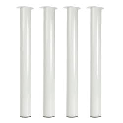 Witte stalen meubelpoot rond Ø 7,6 cm en hoogte 72 cm - Set van 4 stuks