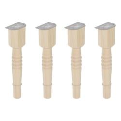 Meubelpoot  rond Ø 7 cm en hoogte 42 cm  van massief hout - 4 stuks