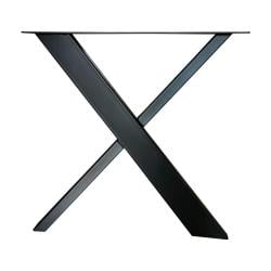 Stalen design X poot 70 bij 17 cm en hoogte 72  cm zwart (10 x 4 cm)
