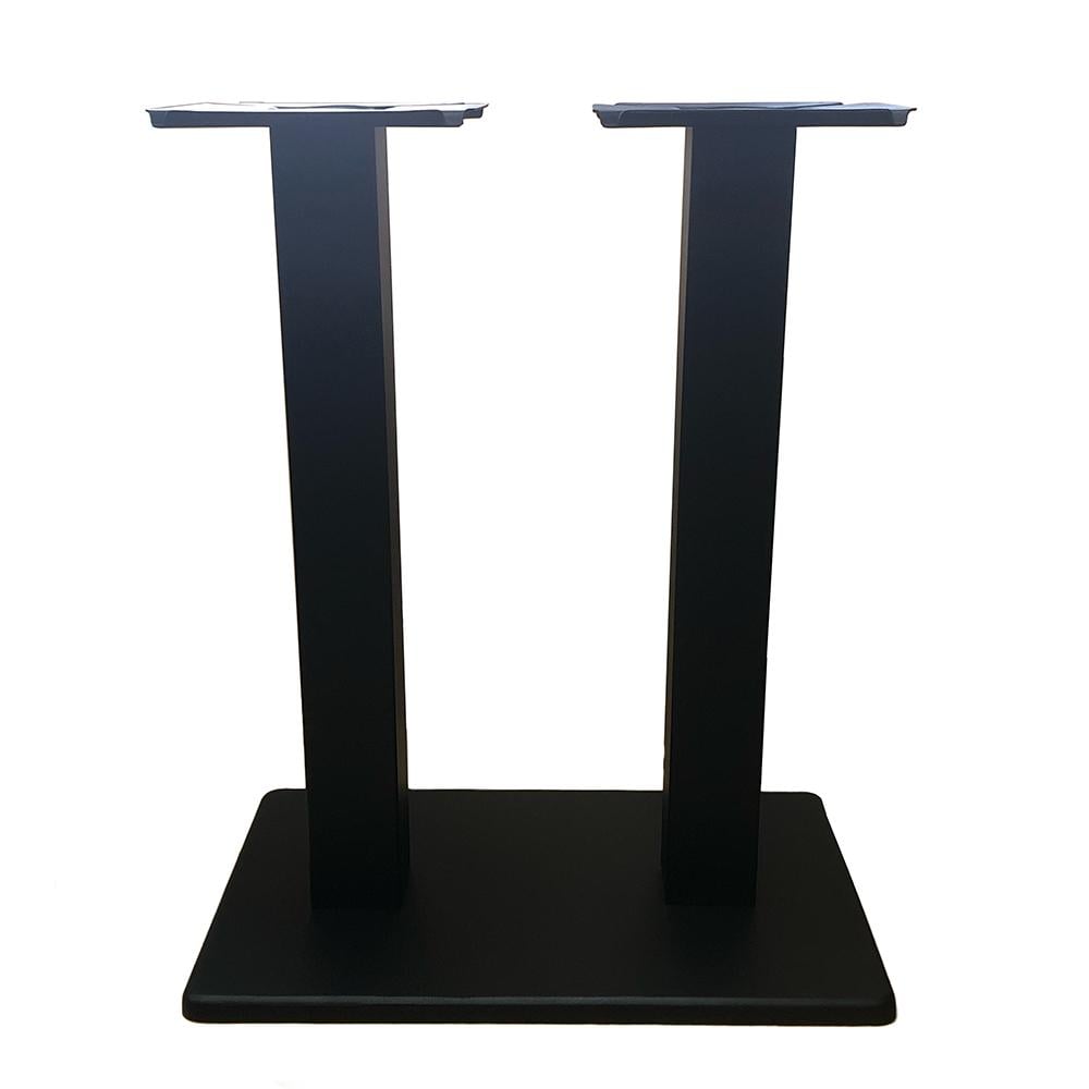 Stalen bistro tafelpoot dubbele staander zwart vierkant koker 8 bij 8 cm en hoogte 71 cm afbeelding