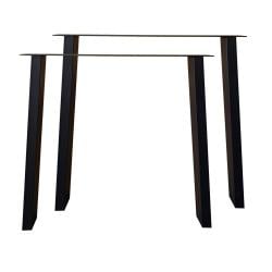 Stalen tafelpoot zwart trapezium 80 bij 10 cm en hoogte 72 cm  (4 x 10 cm) - 2 stuks