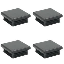 Inslagdop/meubeldop zwart vierkant 2,5 bij 2,5 cm en hoogte 0,4 cm  van kunststof - 8 stuks