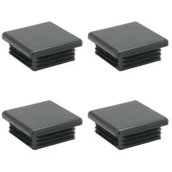 Inslagdop/meubeldop zwart vierkant 4,5 bij 4,5 cm en hoogte 0,4 cm  van kunststof - 4 stuks