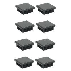 Inslagdop/meubeldop zwart vierkant 3 bij 3 cm en hoogte 0,4 cm  van kunststof - 8 stuks