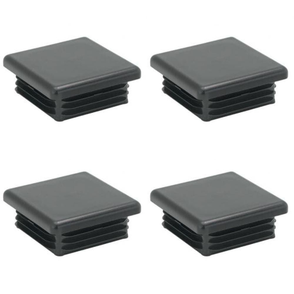 Inslagdop/meubeldop zwart vierkant 5 bij 5 cm en hoogte 0,4 cm van kunststof - 4 stuks afbeelding