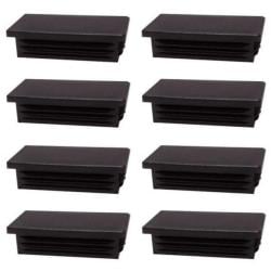 Inslagdop/meubeldop zwart rechthoek 2 bij 4 cm en hoogte 0,4 cm  van kunststof - 8 stuks