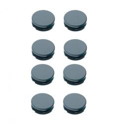 Inslagdop/meubeldop zwart rond Ø 2,8 cm en hoogte 0,4 cm  van kunststof - 8 stuks