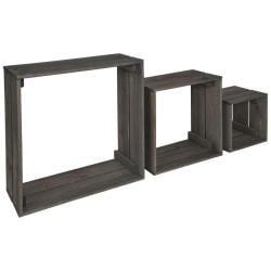 3 houten kubussen wandplanken greywash 40 bij 40 en 15 cm diep